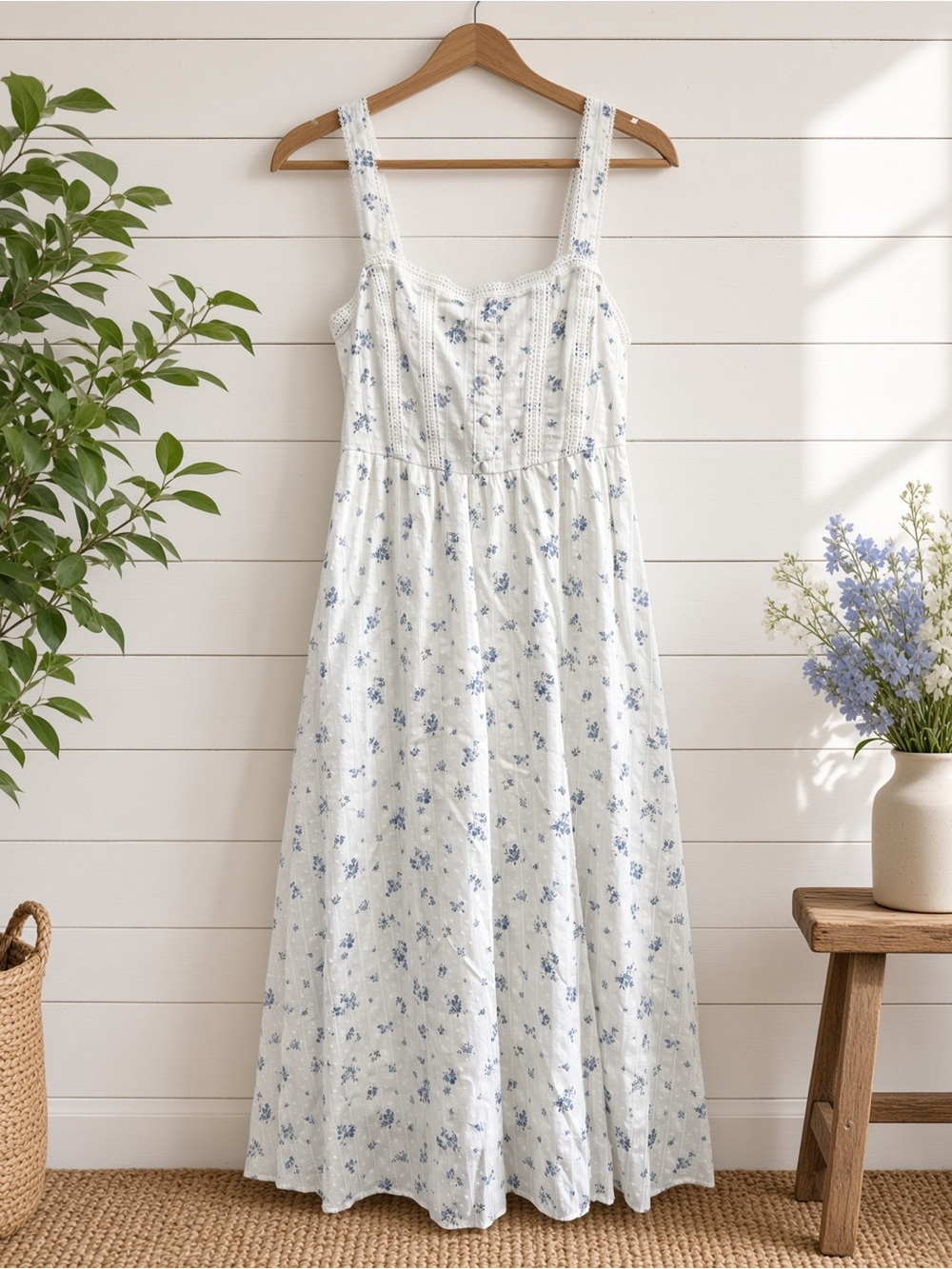 Last One!! Floral Stripe Clip Dot Sleeveless Maxi Dress. Size Small